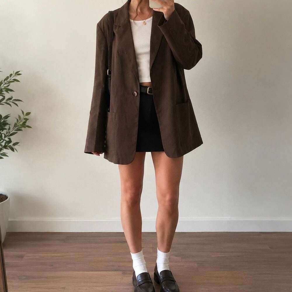 324 Prophecy by Sag Harbor Vintage Oversized Chocolate Brown Blazer